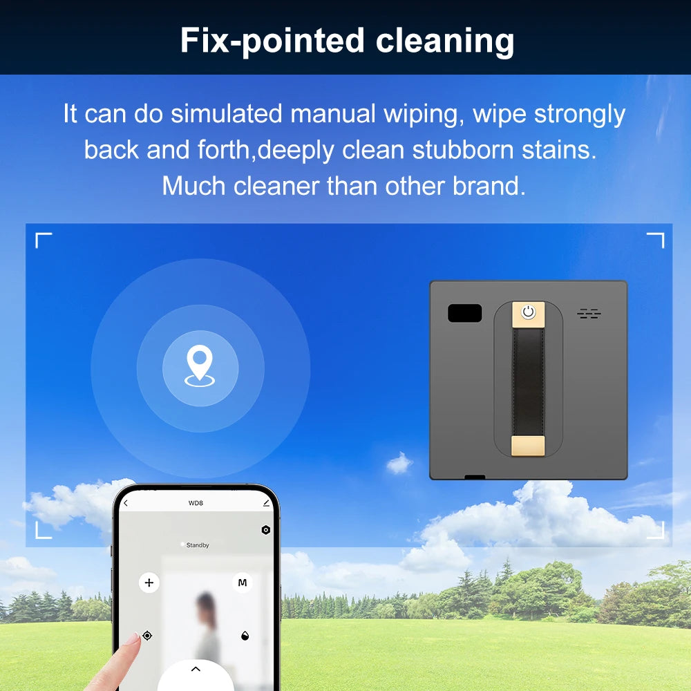Robot Window Vacuum Cleaner,Dual Water Spray,Laser Sensor,APP&Remote Control